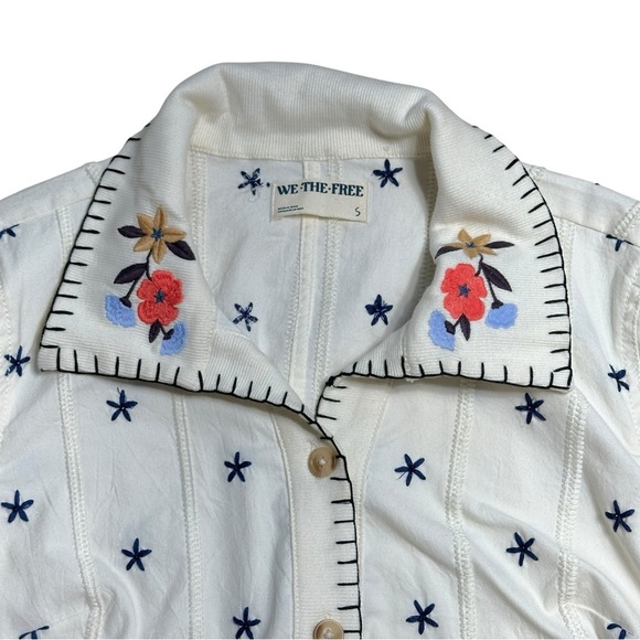 We the Free Ivory Ditsy Embroidered Little Shirt Blouse Womens S - Picture 4 of 8